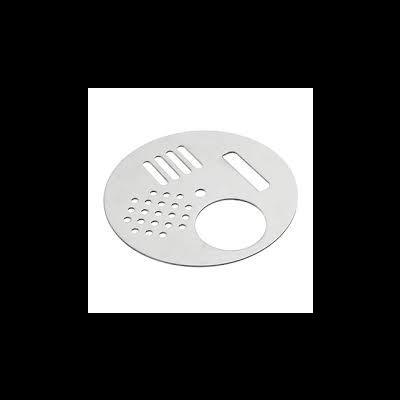 Prato metálico redondo perfurado com várias aberturas