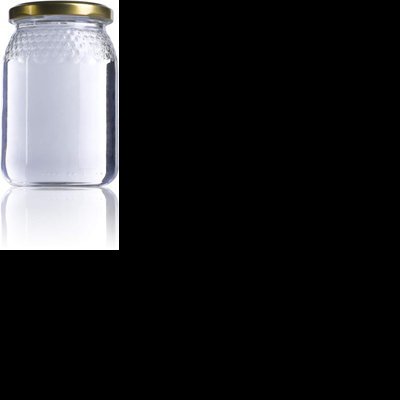 Pote de vidro transparente com tampa dourada