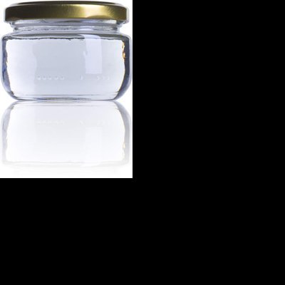 Frasco de vidro pequeno com tampa dourada