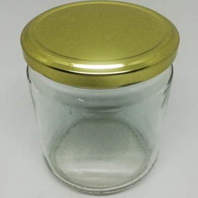 Frasco de vidro com tampa dourada