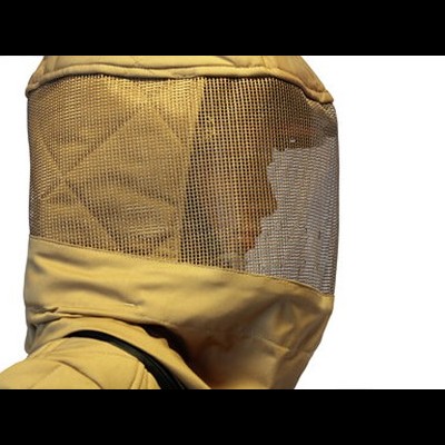 Máscara amarela de apicultor com rede de proteção para o rosto