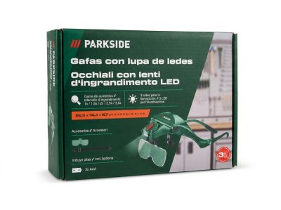 Caixa verde de gafas com lupa de ledes PARKSIDE