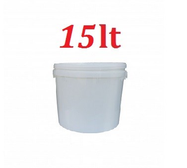 Balde plástico branco com tampa, capacidade 15 litros