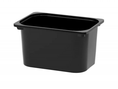Recipiente preto retangular de plástico para armazenamento