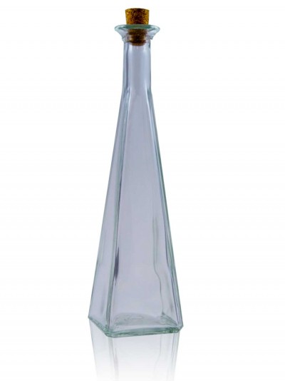 Garrafa de vidro transparente com tampa de cortiça