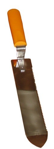 Faca para pão com cabo laranja e lâmina serrilhada