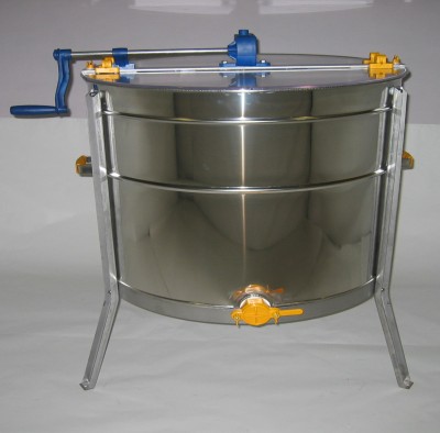 Melgueira de aço inoxidável com tampa transparente e manivela azul