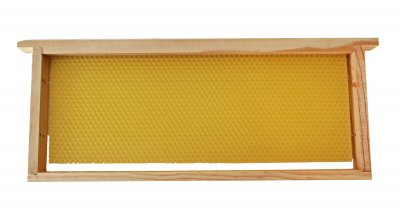 Quadro de colmeia em madeira com cera de abelha amarela