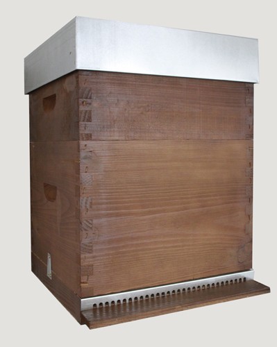 Colmeia de abelhas de madeira com tampa metálica