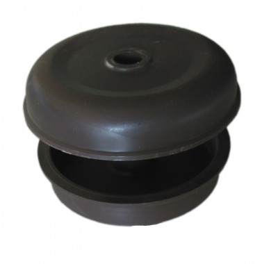 Peça de borracha preta redonda com buraco central