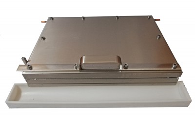 Máquina de alumínio para pão de forma com tampa e forma plástica branca