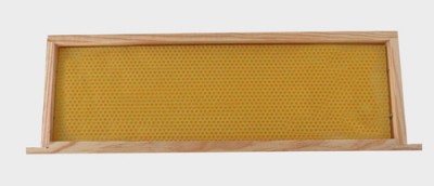 Quadro de mel com estrutura em madeira e textura hexagonal amarela