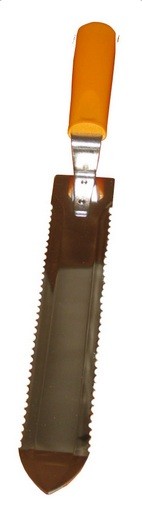 Faca para pão com lâmina serrilhada e cabo amarelo