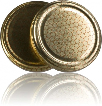 Pratos de papel dourados com padrão hexagonal laranja