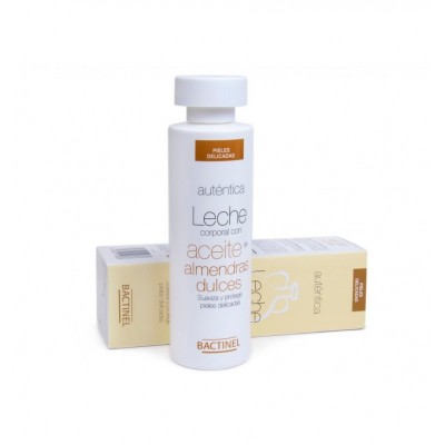 Leite corporal com óleo de amêndoas doces Bactinel com embalagem