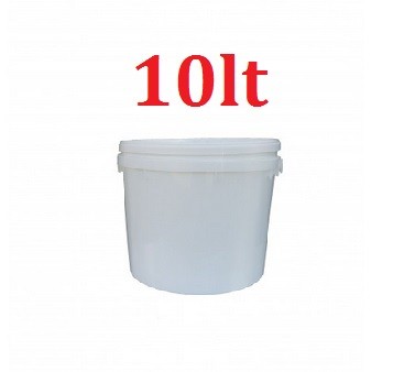 balde plástico branco 10 litros com tampa texto 10lt vermelho