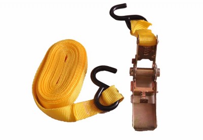 Cinta de fixação amarela com fivela metálica e ganchos pretos