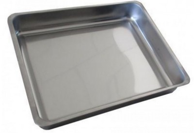 Tabuleiro metálico retangular prateado brilhante