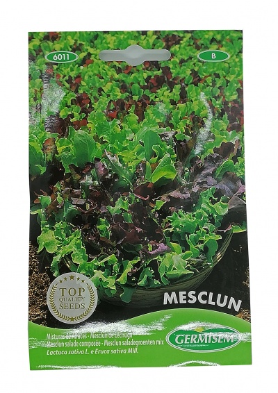 Pacote de sementes para mistura de vegetais Mesclun com folhas verdes e roxas