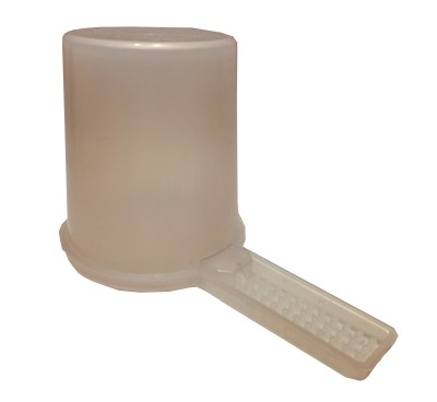 Colher medidora plástica transparente com alça texturizada