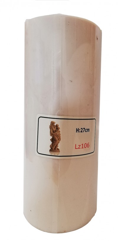 cilindro branco embalado com etiqueta de estátua e código