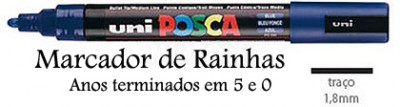 Marcador uni POSCA com corpo preto e texto colorido