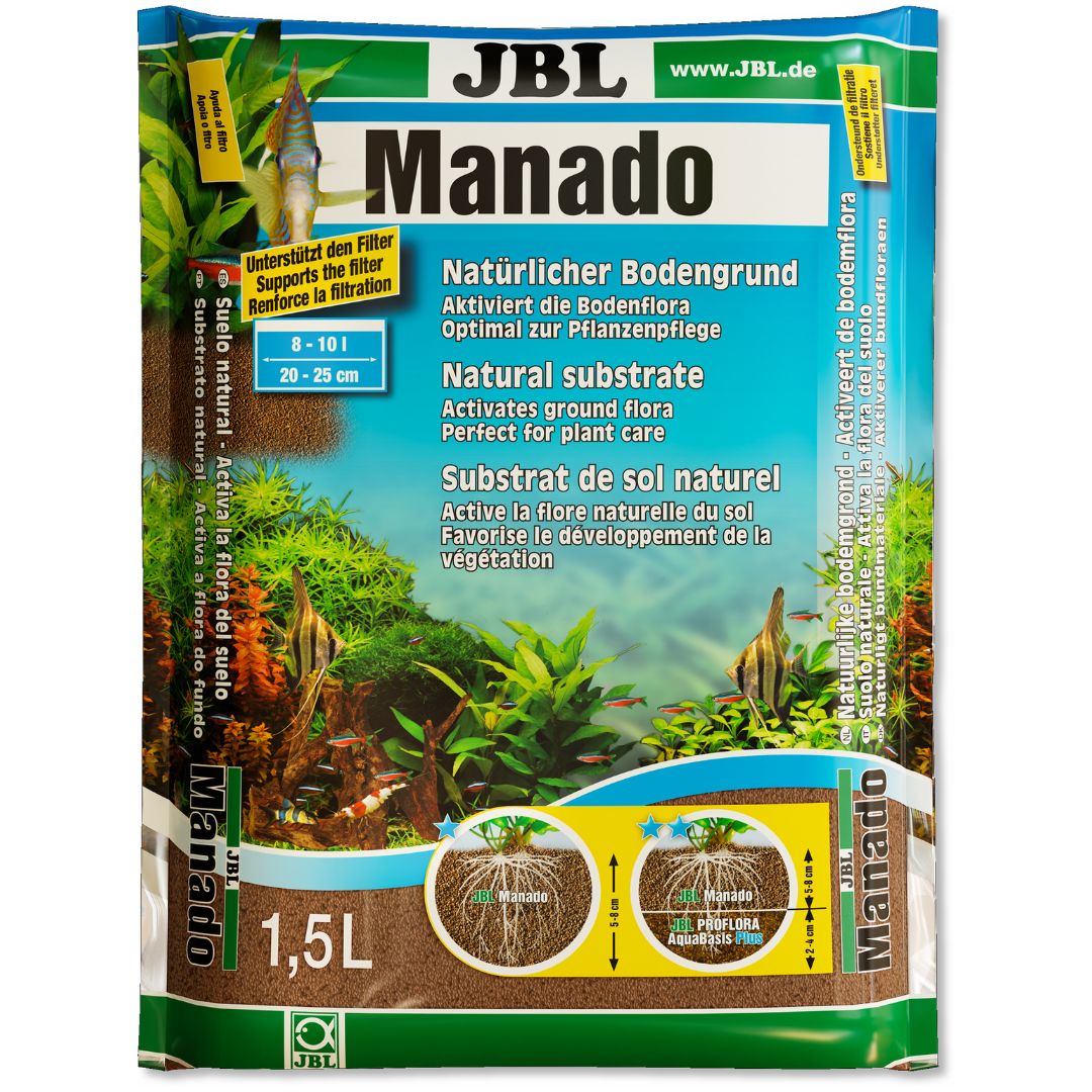 JBL Manado - Substrato nutritivo para plantas aquáticas Pacote de substrato natural JBL Manado 1,5L para plantas aquáticas