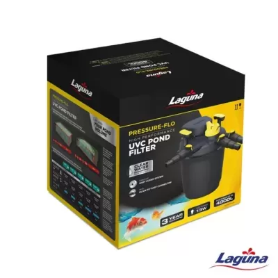 Caixa de filtro para lagoa Laguna Pressure-Flo preto e amarelo