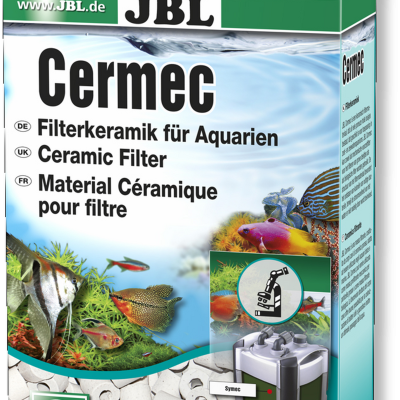 Embalagem do filtro cerâmico para aquário JBL Cermec com imagens de peixes e plantas