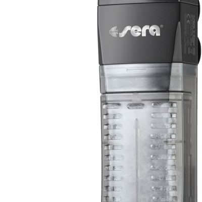 Filtro interno para aquário Sera com braço ajustável preto e corpo transparente