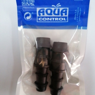 Conectores hidráulicos pretos em saco plástico com topo azul AQUA CONTROL