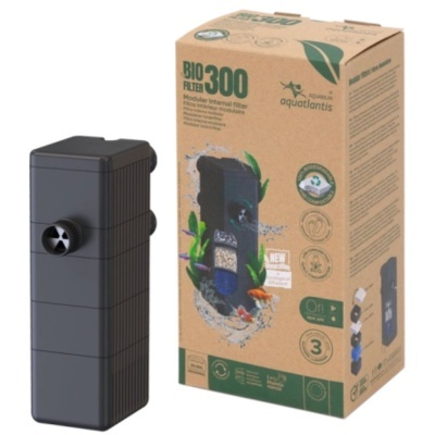 Filtro interno modular preto para aquário BIO FILTER 300 da aquatlantis com embalagem