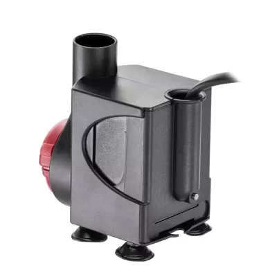 Bomba de água submersível preta com botão vermelho e cabo