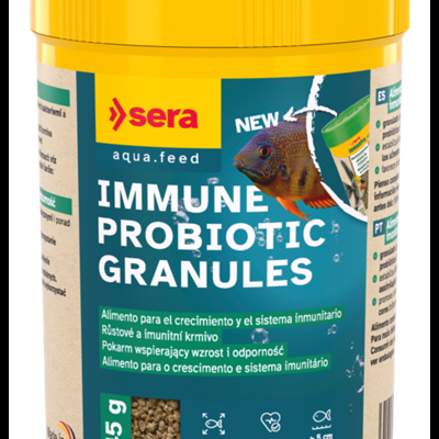 Recipiente amarelo de grânulos para peixe sera IMMUNE PROBIOTIC GRANULES aqua.feed