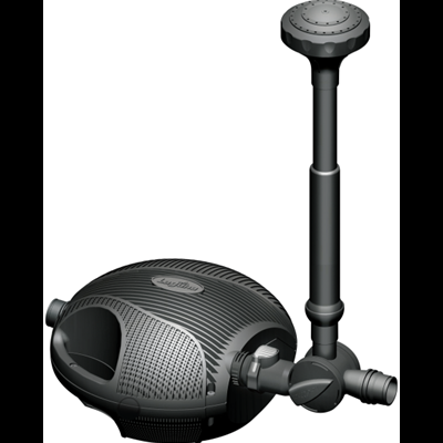 Bomba de água preta com tubo vertical e conexões