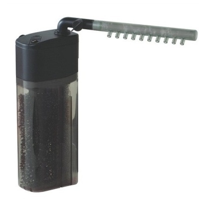 Filtro interior para aquário preto e transparente com tubo de saída de água