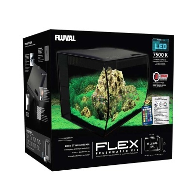 Aquário Fluval FLEX Freshwater Kit com decoração interna e tampa preta