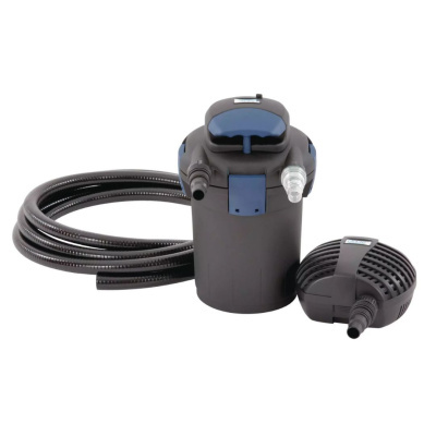 Bomba de filtro para aquário em plástico preto e azul com mangueira