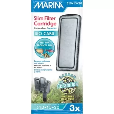 Cartucho de filtro fino MARINA para aquário com embalagem azul e branca