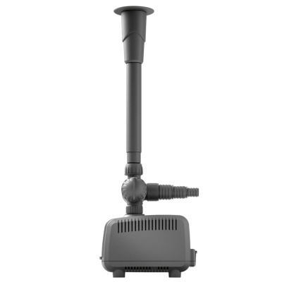 Bomba de água submersível cinza escuro com tubo vertical e saída lateral