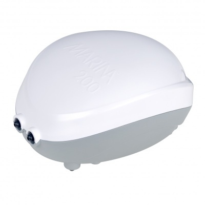 Dispositivo branco e cinza com texto em relevo 'MARINA 200' sobre fundo branco