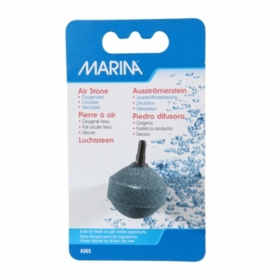 Pedra difusora de ar para aquários MARINA cinza em embalagem azul e branca