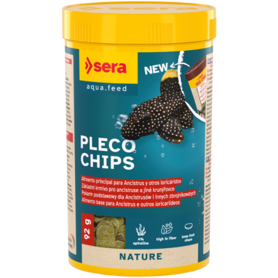 Embalagem de alimento para peixes Pleco Chips da marca sera