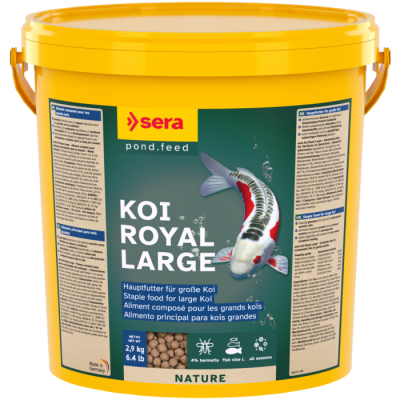 Recipiente amarelo de 2,9 kg de alimento para peixes KOI ROYAL LARGE da marca Sera