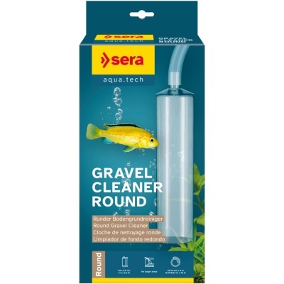 Embalagem de limpador de cascalho redondo para aquários com peixe amarelo e tubo transparente