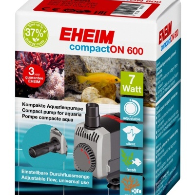 Embalagem do produto EHEIM compactON 600, bomba para aquário, 7 Watts, branco e azul