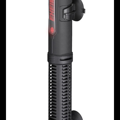 Aparelho cilíndrico preto com ventosas e etiqueta vermelha