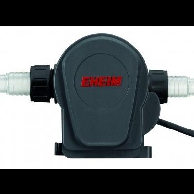 Bomba de água preta EHEIM com conexões brancas e cabo preto