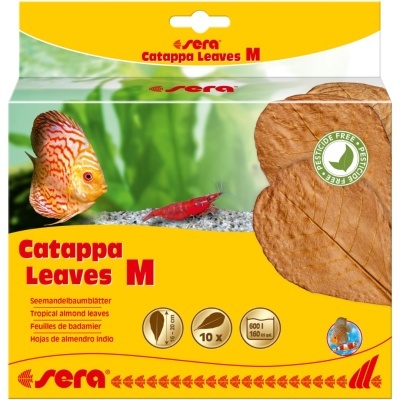 Embalagem amarela de folhas tropicais para aquários Sera Catappa Leaves M com 10 folhas
