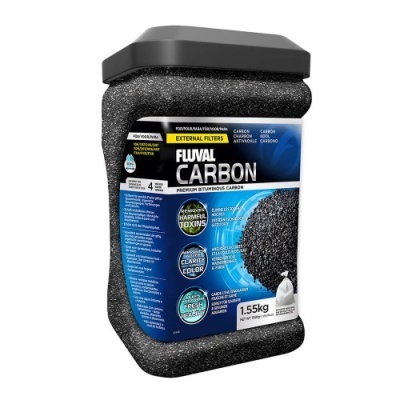 Contentor preto com filtro externo de carbono Fluval para aquários com rótulo azul